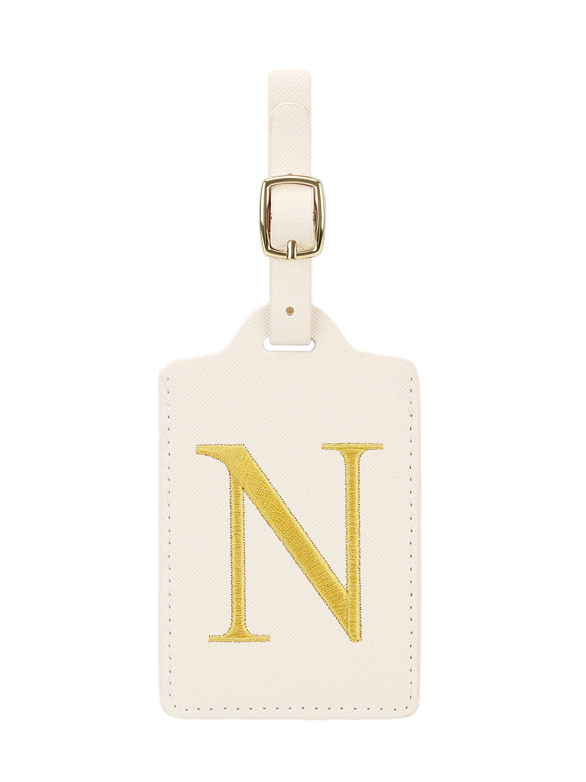 Personalized Embroidered Leather Luggage Tag with Letter Initial