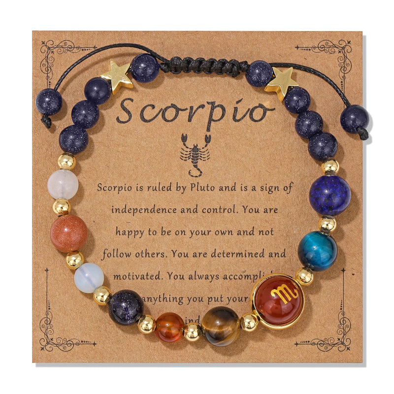 12 Zodiac Signs Natural Stone Bracelet