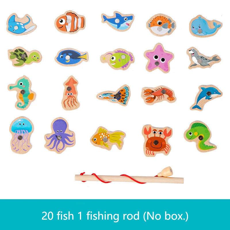 Montessori Wooden Magnetic Fishing Toy for Kids – Educational Marine Life Game