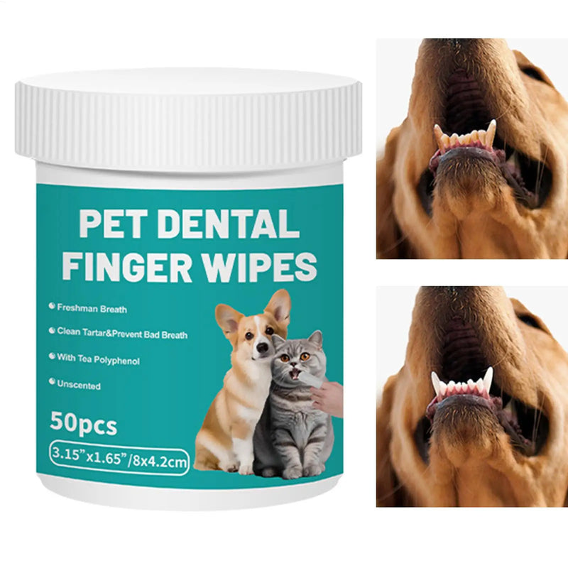 Pet Dental Finger Wipes - Gentle Oral Care for Dogs & Cats