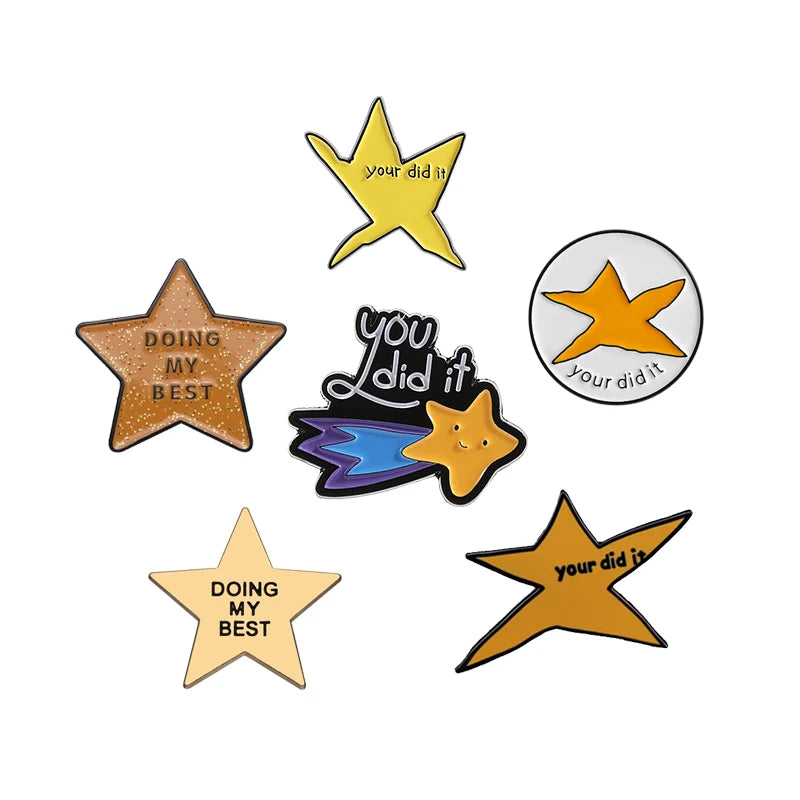 Fun Meteor Enamel Pin with Star Design
