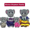 A set of Horton Elephant Family miniature dolls and furniture for a forest animal dollhouse