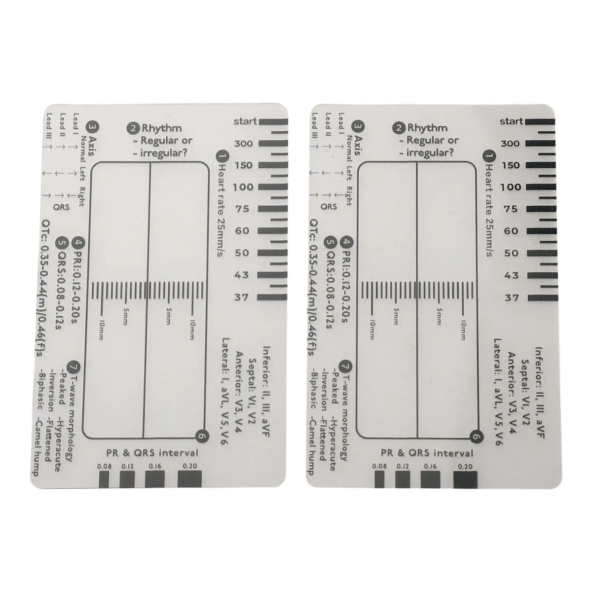 ECG Interpretation 7-Step Reference Card Ruler