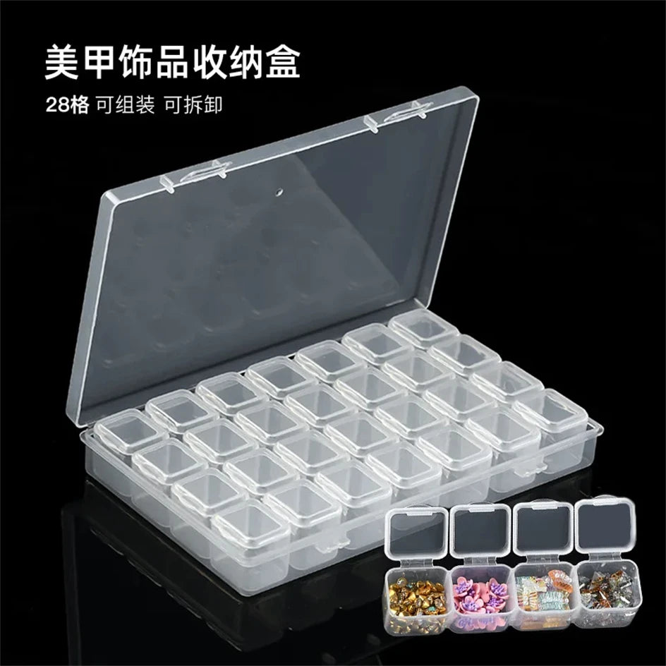 Clear 28-Slot Craft Organizer for Nail Art, Jewelry, and Small Supplies