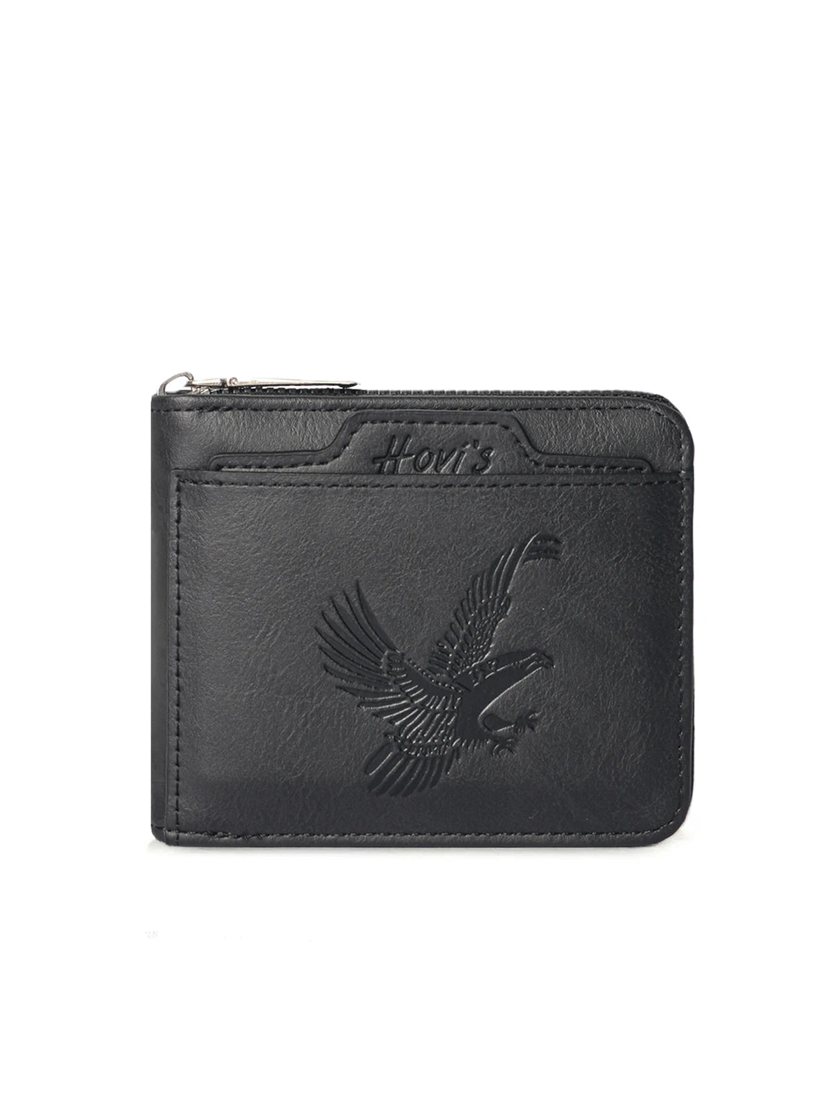 HOVIS Men's Slim Leather Wallet with Eagle Emboss and Zip Closure