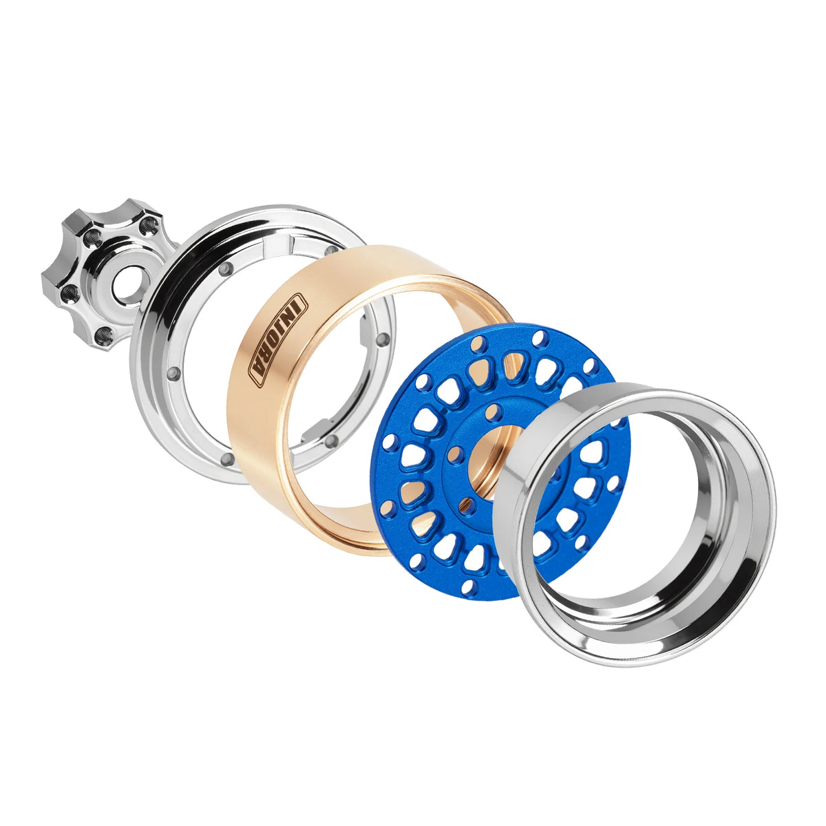 INJORA 1.0" Modular Beadlock Wheels for 1/18 1/24 RC Crawlers - Brass & Aluminum