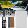 A glass repair kit for car windshields showing a resin bottle and repair materials.