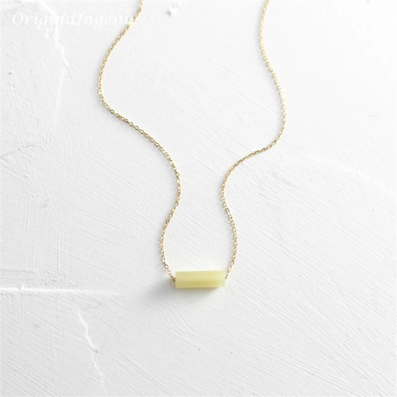 Dainty Beaded Gemstone Pendant Necklace in Gold Filled
