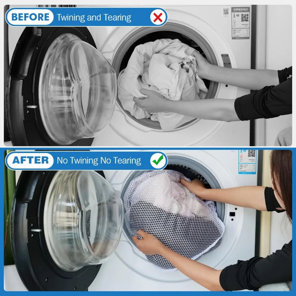 Mesh Laundry Bags with Drawstring – Set of 4 Sizes for Delicates, Jeans & Blankets