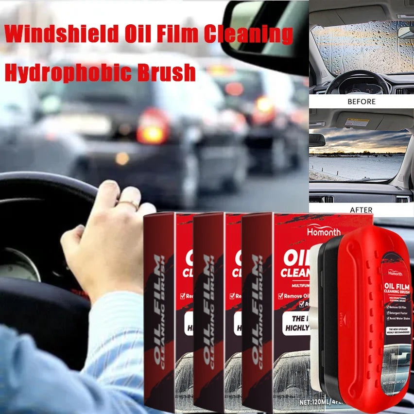 Car Windshield Oil Film Remover & Glass Cleaning Brush