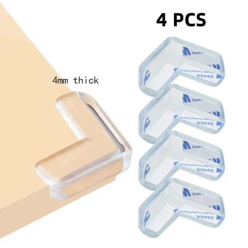 Vier transparente PVC-Sicherheitsstreifen mit 4 mm Dicke für Möbel- und Tischkanten