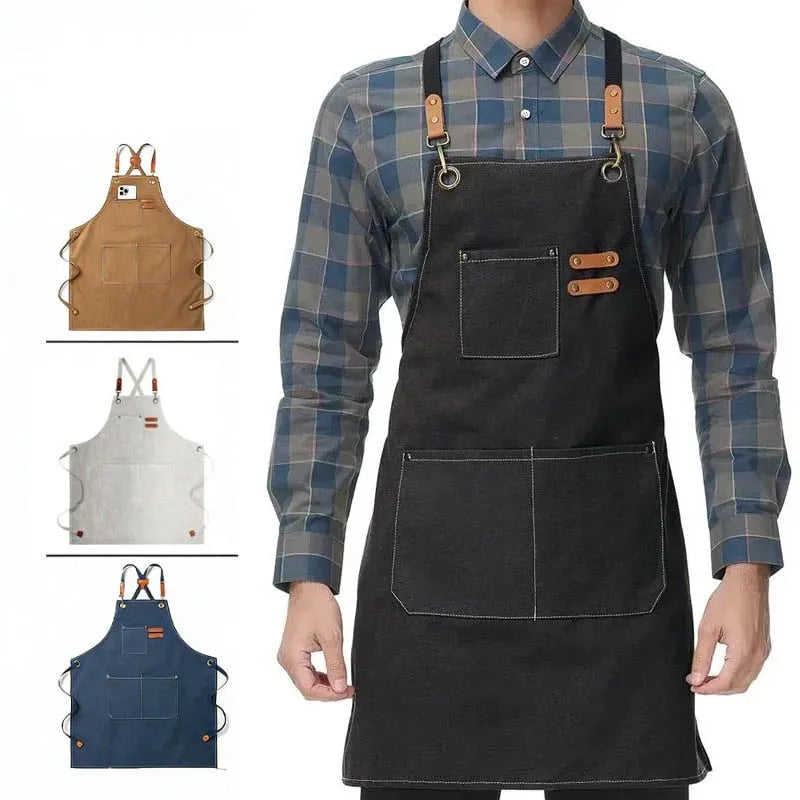 Durable Canvas Kitchen Apron with Pockets
