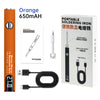 Orange 650mAh portable digital soldering iron pen with USB charging cable and instructions