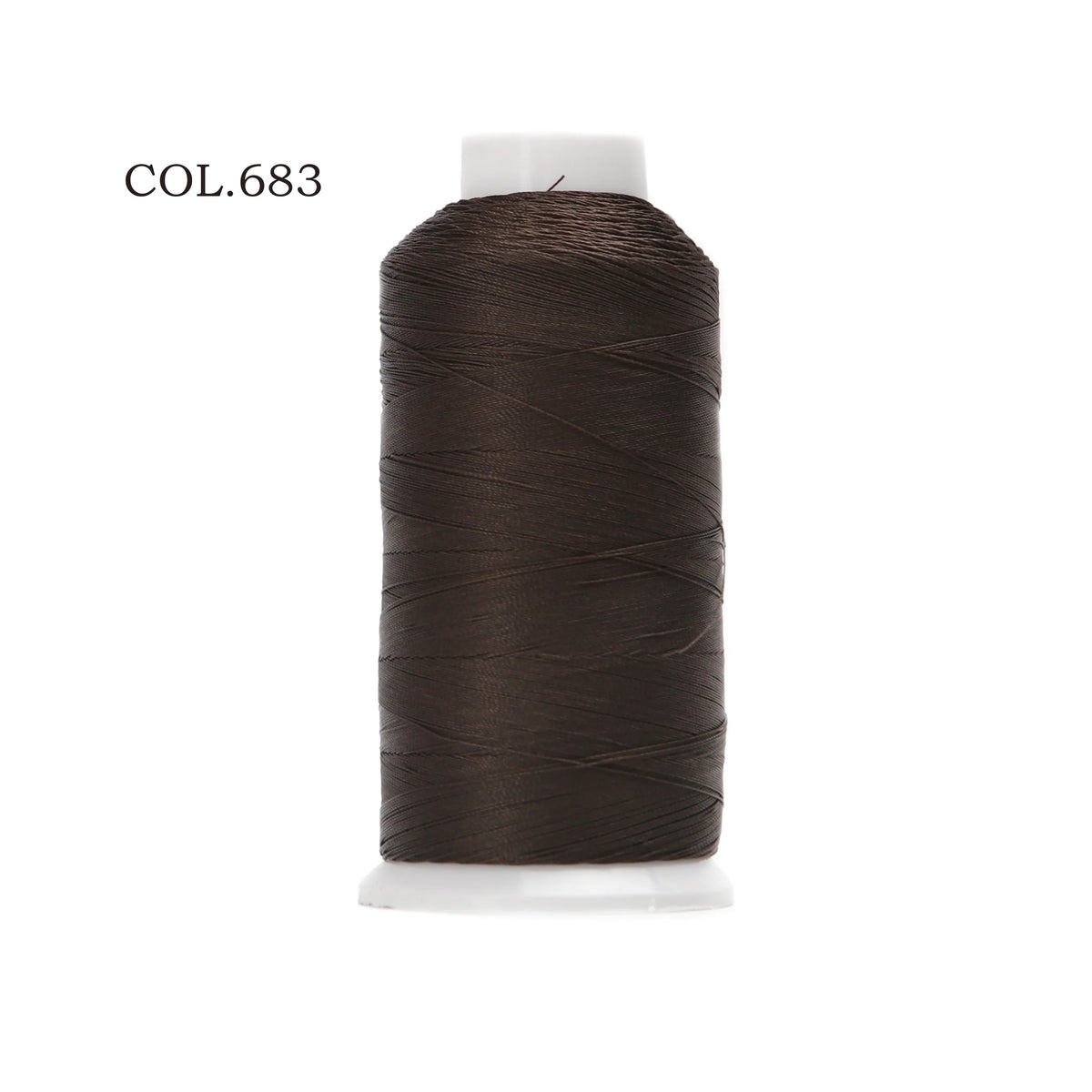 A spool of dark brown heavy-duty nylon bonded thread labeled COL.683.