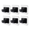 Set of four black adhesive curtain rod hooks for nail-free clamping in showers and storage