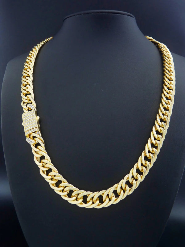Gold-Plated Cuban Chain Jewelry Set
