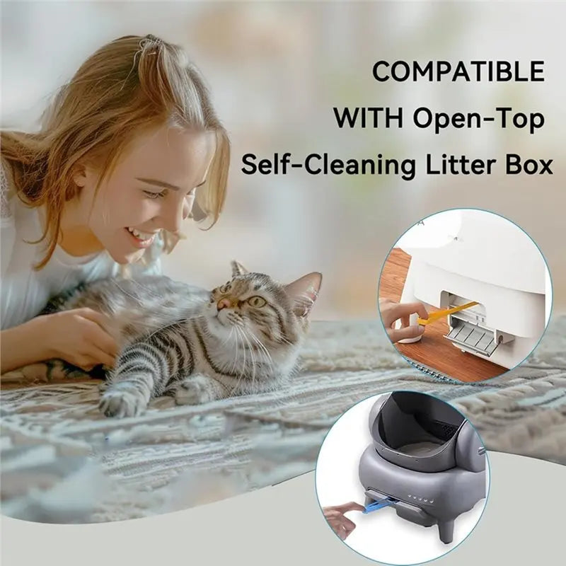 Open-Top Self-Cleaning Cat Litter Box Liners - Drawstring Design