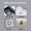 Image showing various applications of disposable drain hair catcher stickers including a water channel, hand sink, floor drai