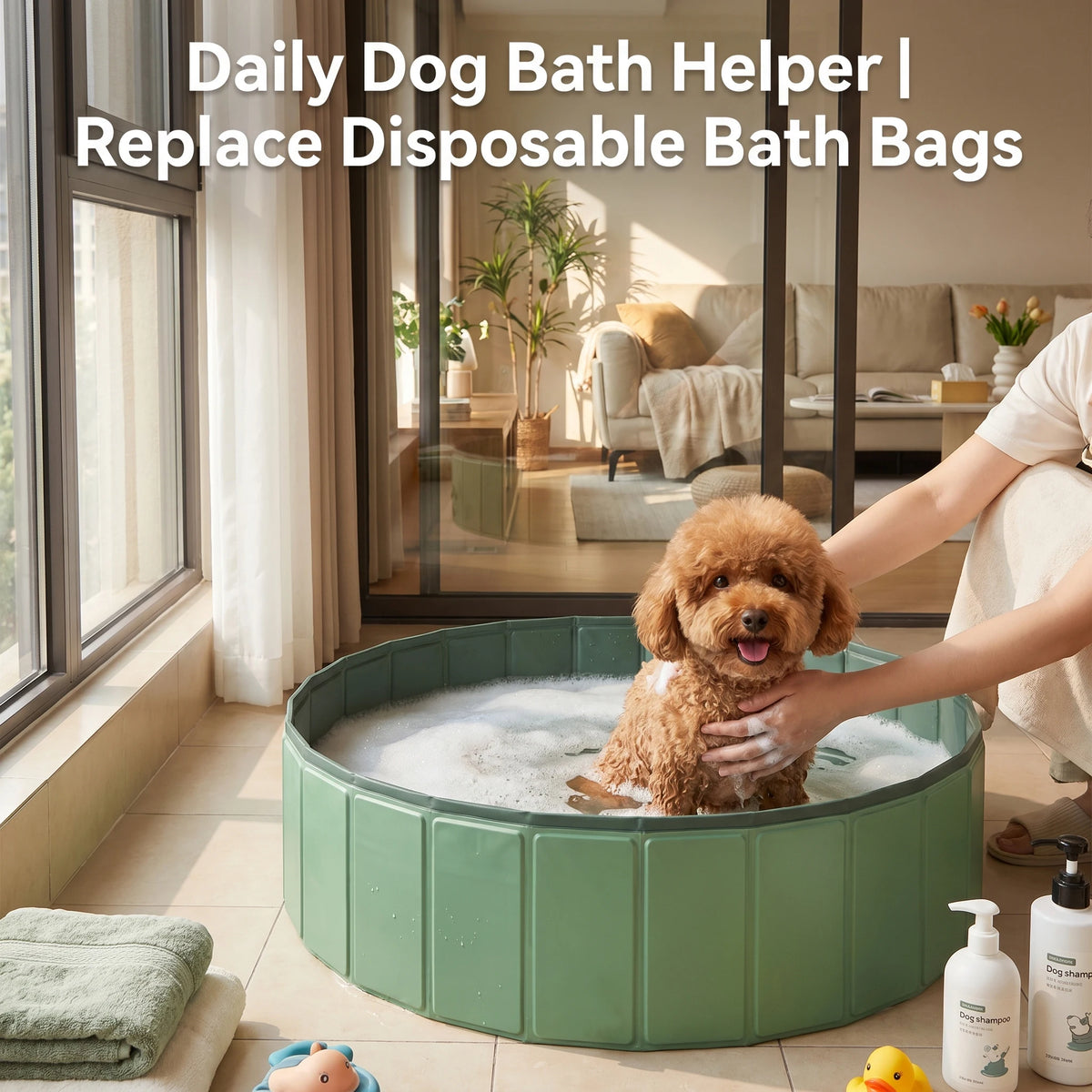 Foldable Anti-Scratch Pet Bath Tub with Quick Drain