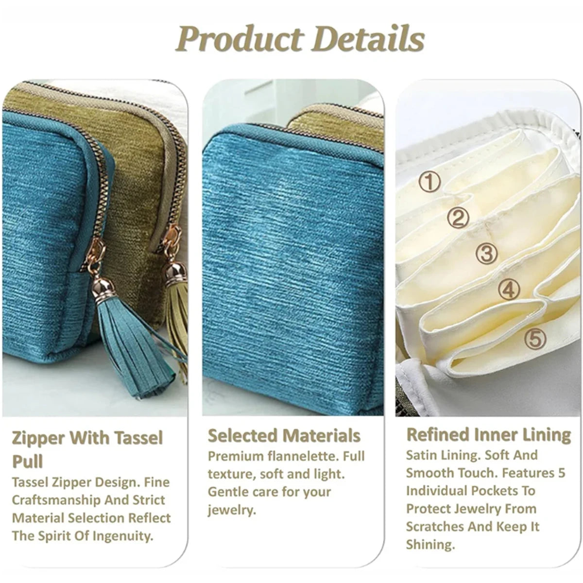 Velvet Jewelry Travel Organizer with 5 Layers