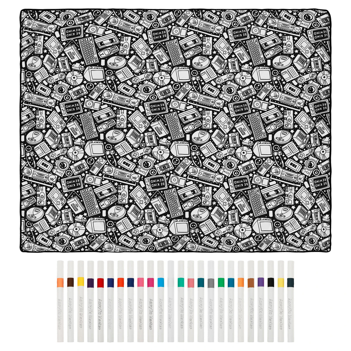 Reusable Coloring Blanket with 24 Markers
