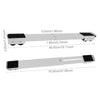 A silver adjustable appliance roller stand with black accents shown in a horizontal view.