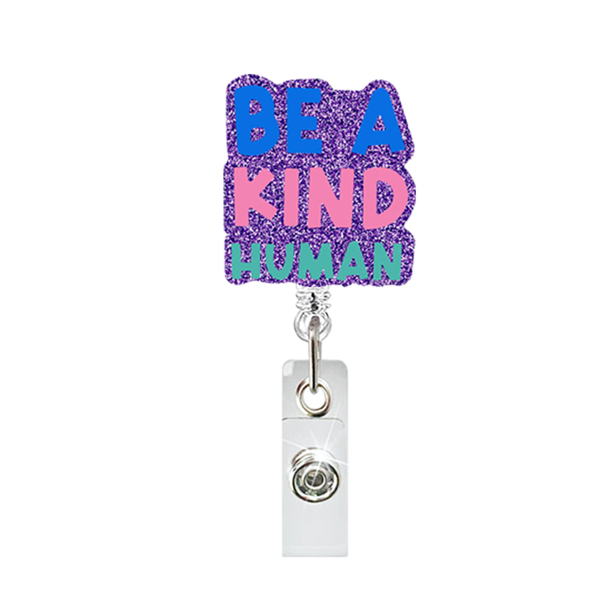 Glitter Retractable Badge Reel with Inspirational Quote