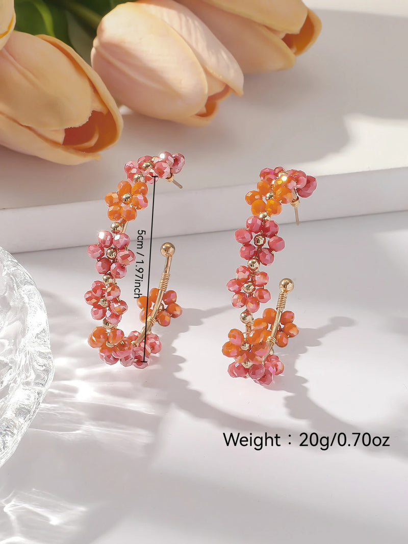 Pendientes Gota de Girasol con Cuentas Estilo Bohemio