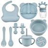 Complete Silicone Baby Feeding Set with Suction Bowl, Plate, Utensils & Bib