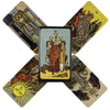 A spread of tarot cards featuring figures, symbols, and imagery from the Rider-Waite deck.