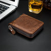 Men's Retro PU Leather Bifold Wallet with Zipper and Coin Pocket