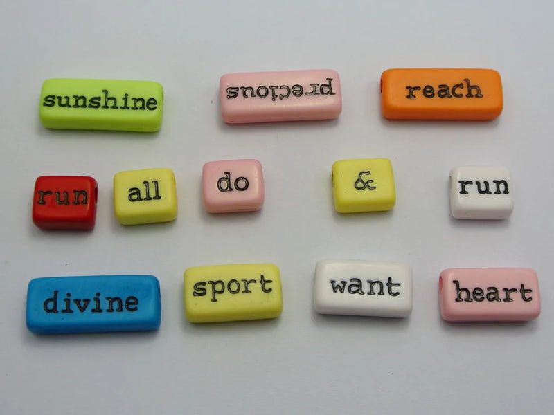 Assorted Inspirational Word Beads for Jewelry Making