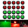 A set of compact LED side marker lights for trucks and vehicles, showing various red and green light patterns.