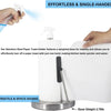 Stainless steel paper towel holder with a weighted base and built-in spray bottle for effortless single-handed use.