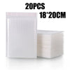 20 pieces of white padded bubble mailers measuring 18 by 20 cm