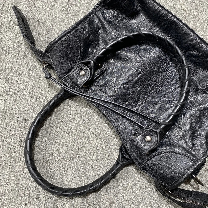 Vintage PU Leather Tote Bag with Crossbody Strap