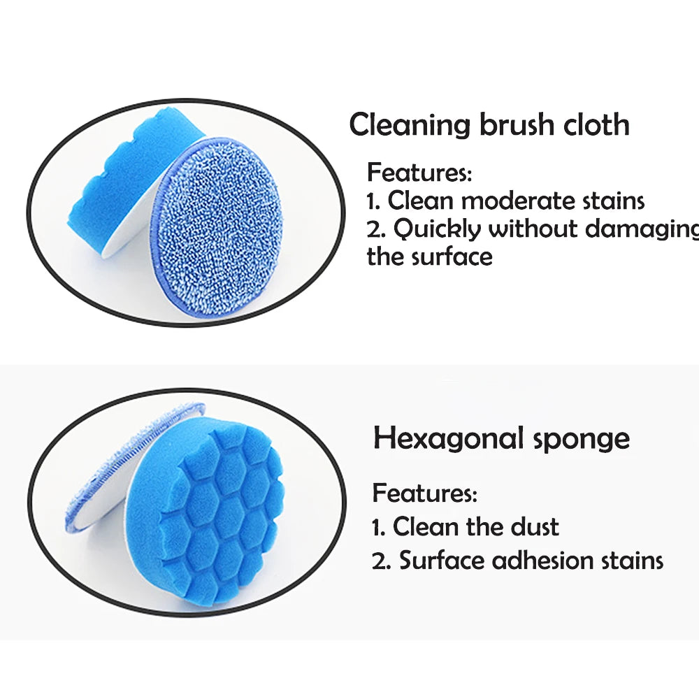Image showing a cleaning brush cloth and an hexagonal sponge for cleaning various stains.