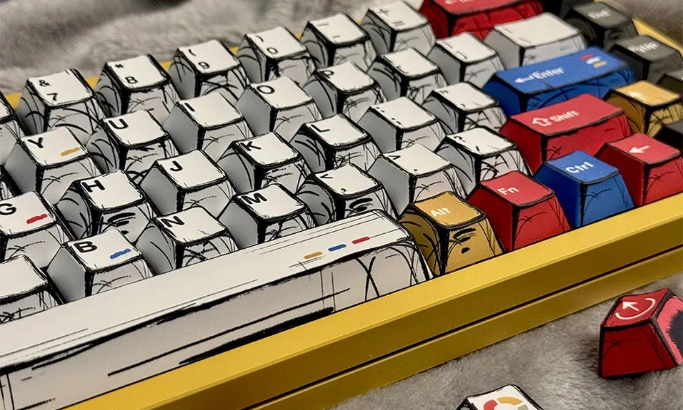 Comic Manga Keycaps Set – Cherry Profile PBT for Mechanical Keyboards