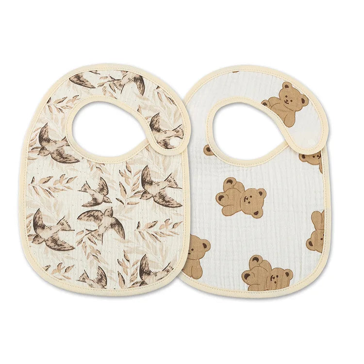 Soft Cotton Baby Bibs with Waterproof Backing – Set of 2