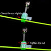 Diagram showing how to clamp a rod slightly and tighten a nut for fishing rod bite alarm bells