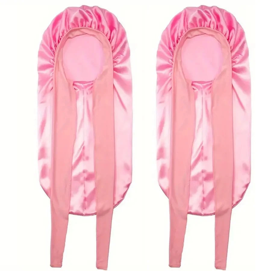 Pinker Satin-Schlafhut für lockiges Haar