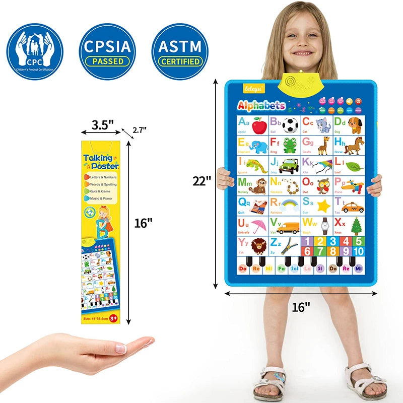 Interactive Alphabet & Number Learning Wall Chart for Toddlers
