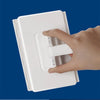 A hand is operating a white 360° rotating hands-free flat mop with reusable cloths.