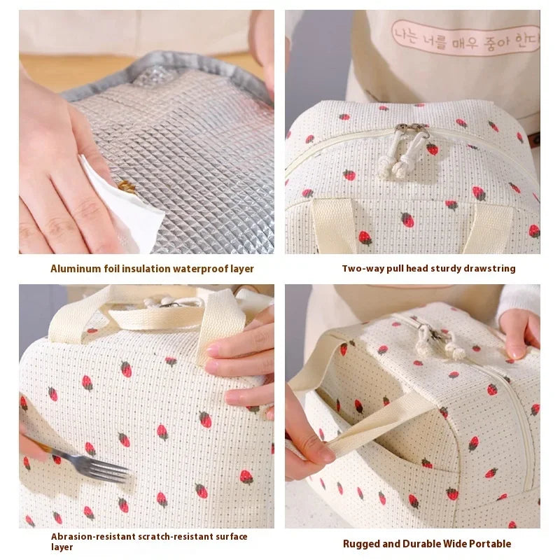 Isolier-Lunchtasche aus Cord mit Blumenmuster