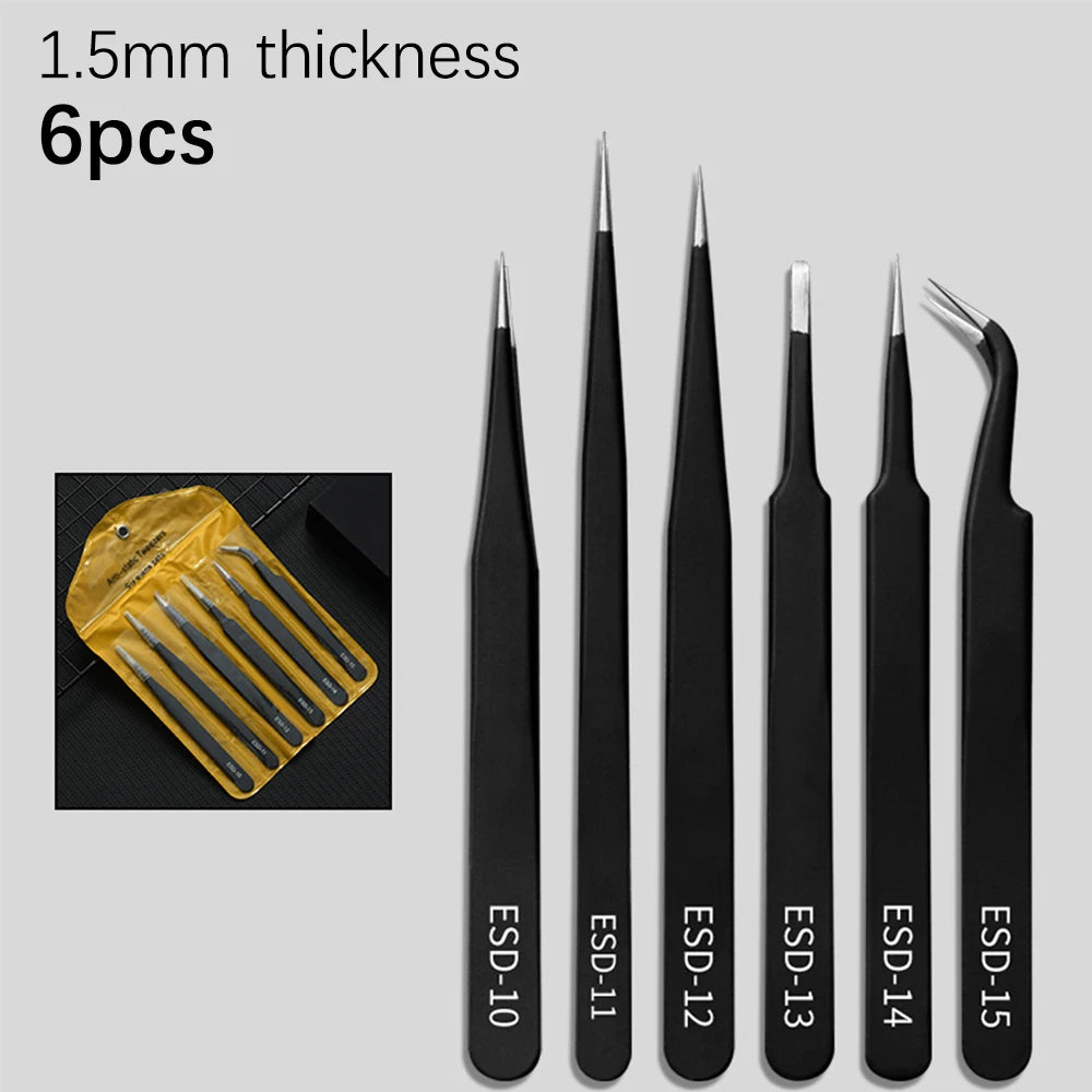 ESD-Safe Precision Tweezers Set for Electronics & Craft Work