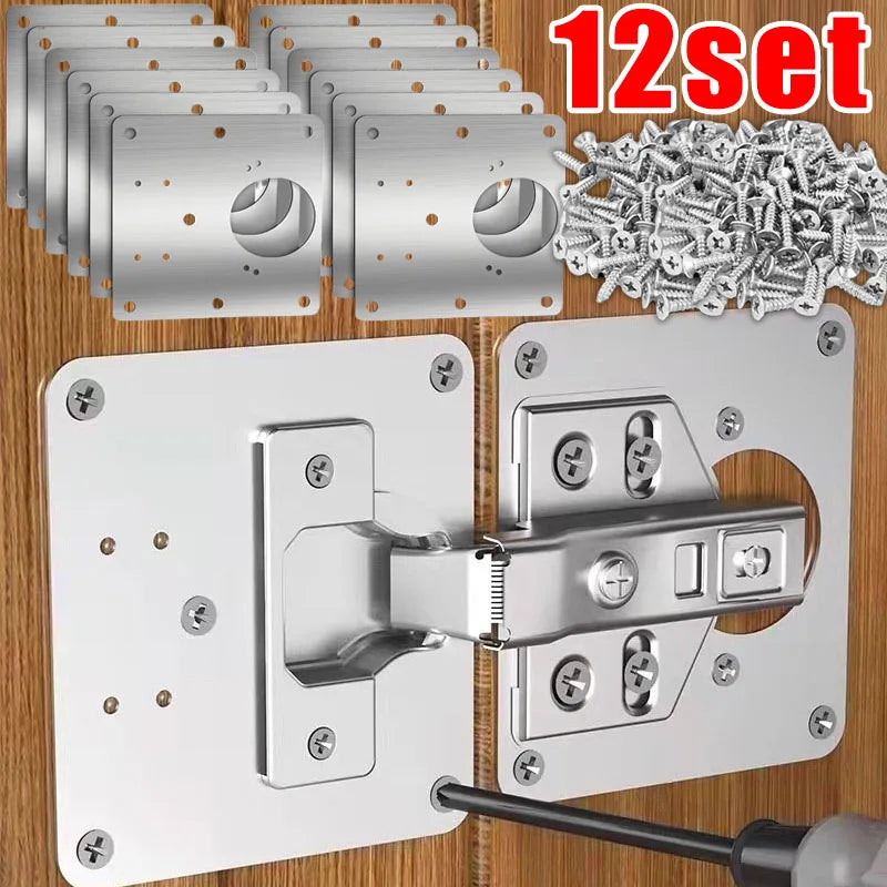 Stainless Steel Hinge Repair Plate Set for Cabinet Doors