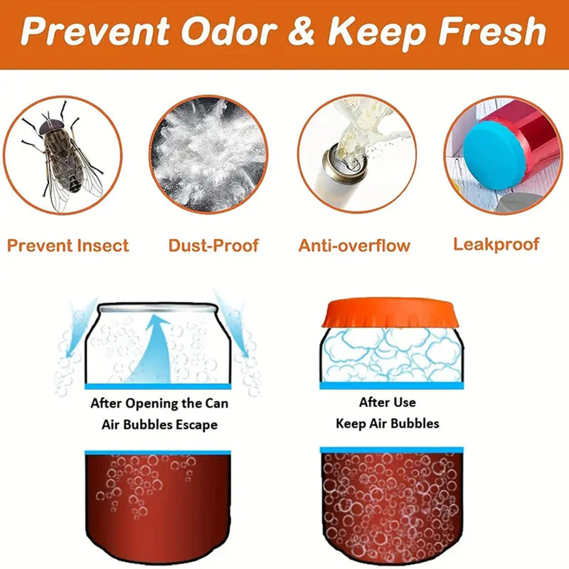 Six-Pack Silicone Can Lids - Leak-Proof Seal for Soda &amp; Beer Cans