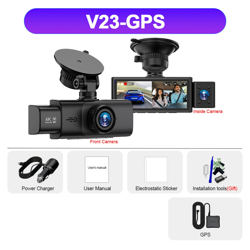 3-Channel 4K Dash Cam with Interior & Rear Cameras