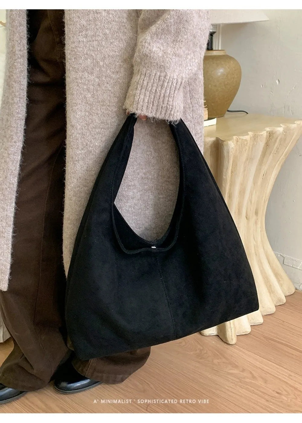 Retro Suede Shoulder Bag with Large Capacity