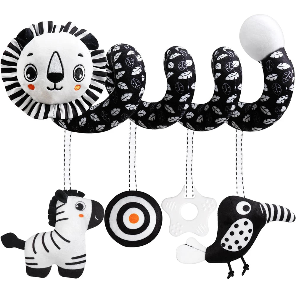 Soft Car Seat & Stroller Toy Set with Mirror, Crinkle, and Squeaky Sounds